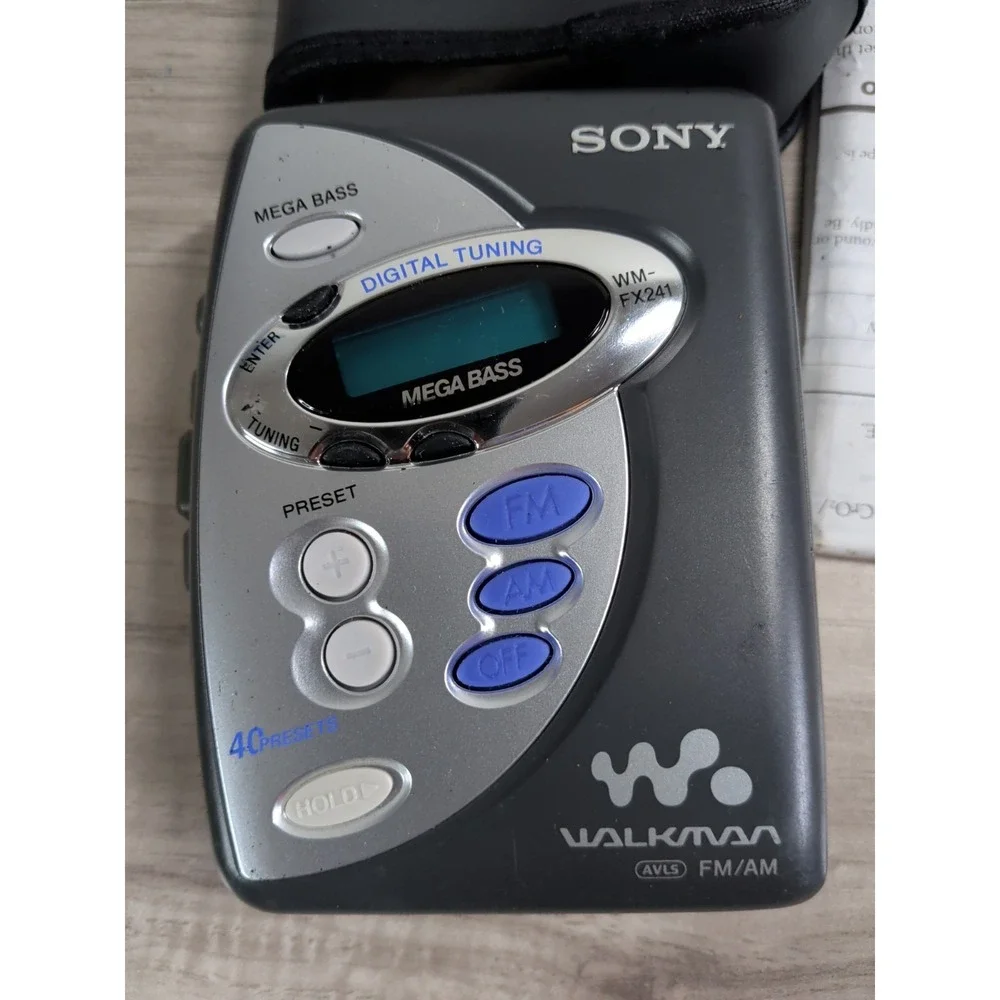 Vintage SONY WALKMAN WM-FX241 with Case - AM/FM/TV/CASSETTE ( FOR PARTS )